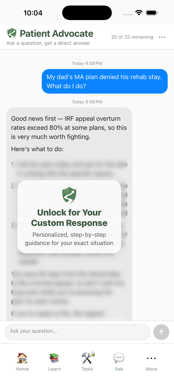 AppealPath Patient Advocate chat screen