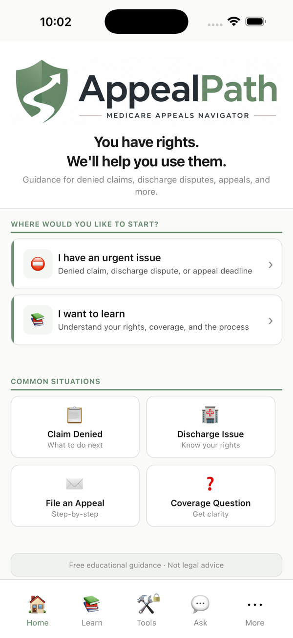 AppealPath home screen