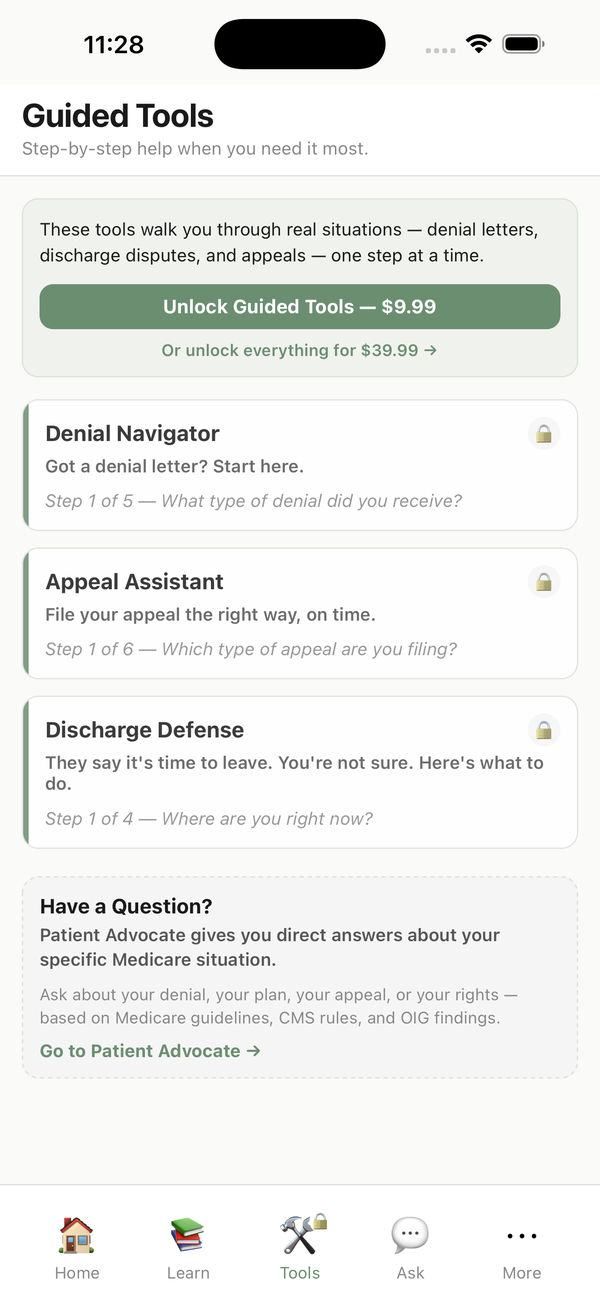 AppealPath guided tools screen
